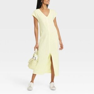 Universal Thread Short Sleeve Midi T-Shirt Dress Summer Yellow Size Large NWT